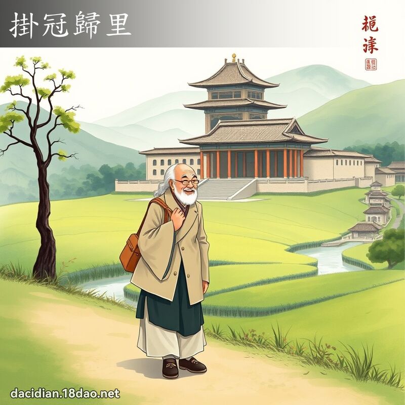 掛冠归里 - 国语大辞典配图