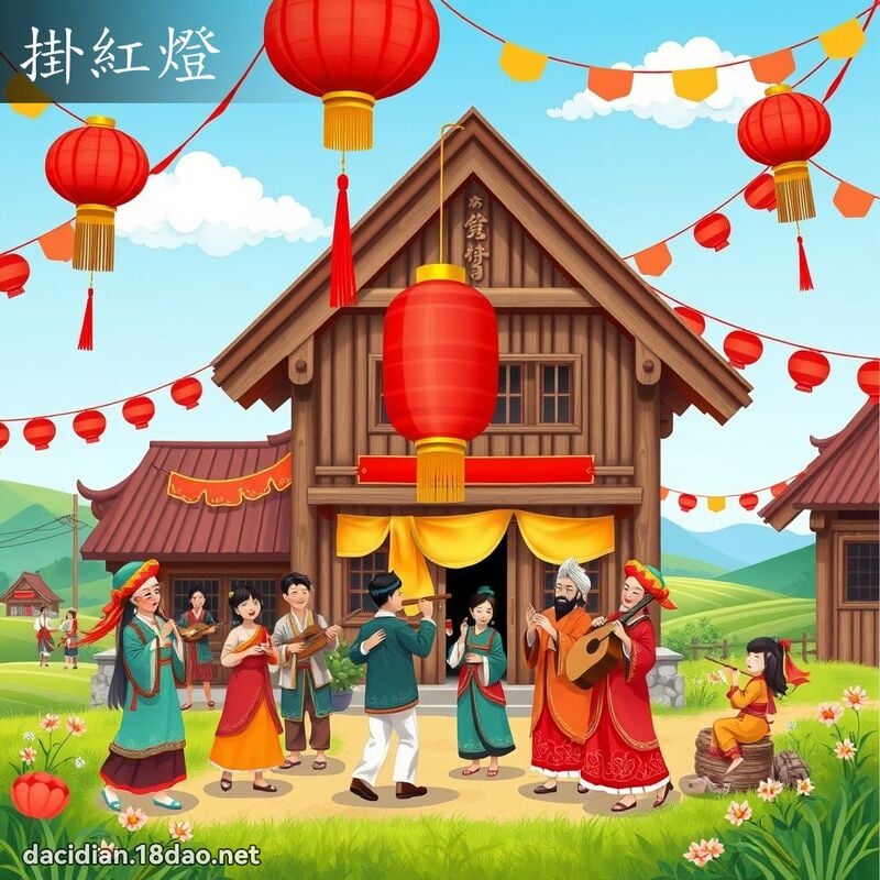 掛紅燈 - 國語大辭典配圖