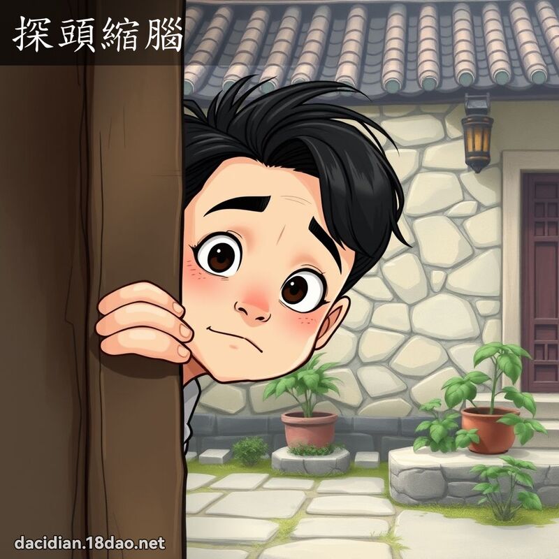 探頭縮腦 - 國語大辭典配圖