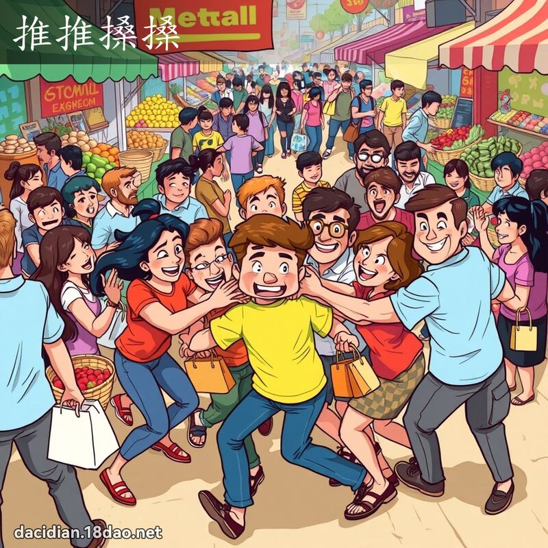 推推搡搡 - 國語大辭典配圖
