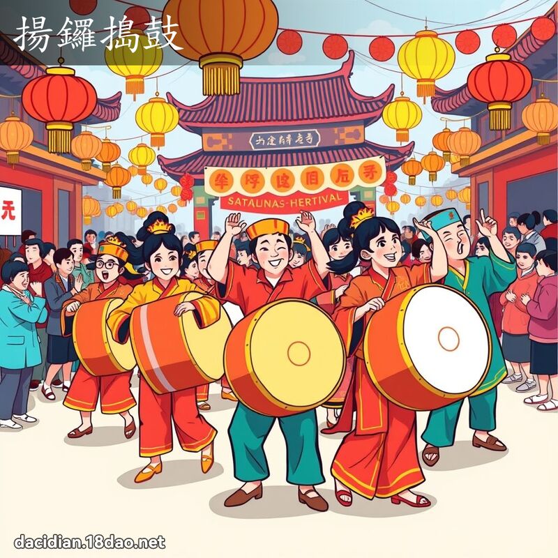 揚鑼搗鼓 - 國語大辭典配圖