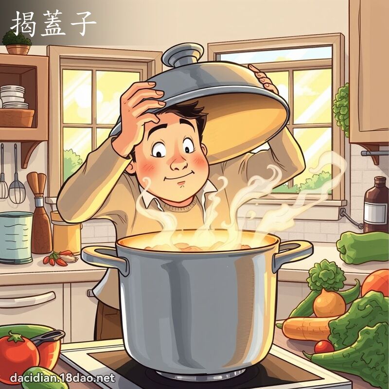 揭盖子 - 国语大辞典配图