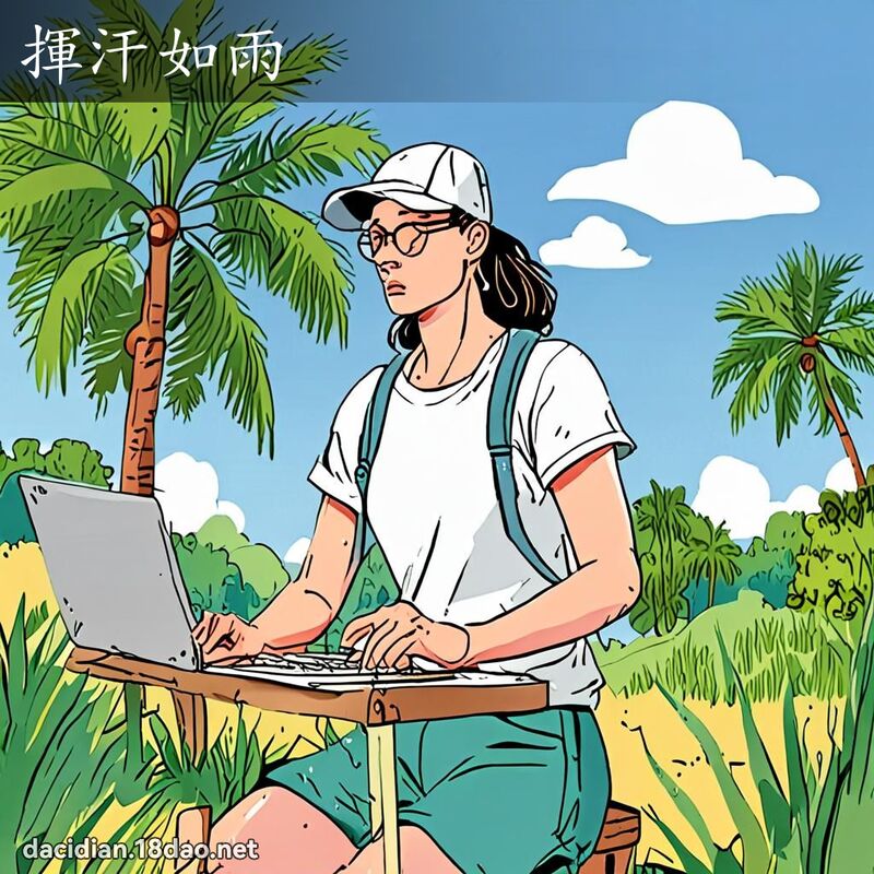 挥汗如雨 - 国语大辞典配图