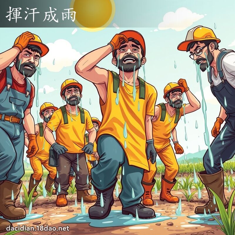挥汗成雨 - 国语大辞典配图