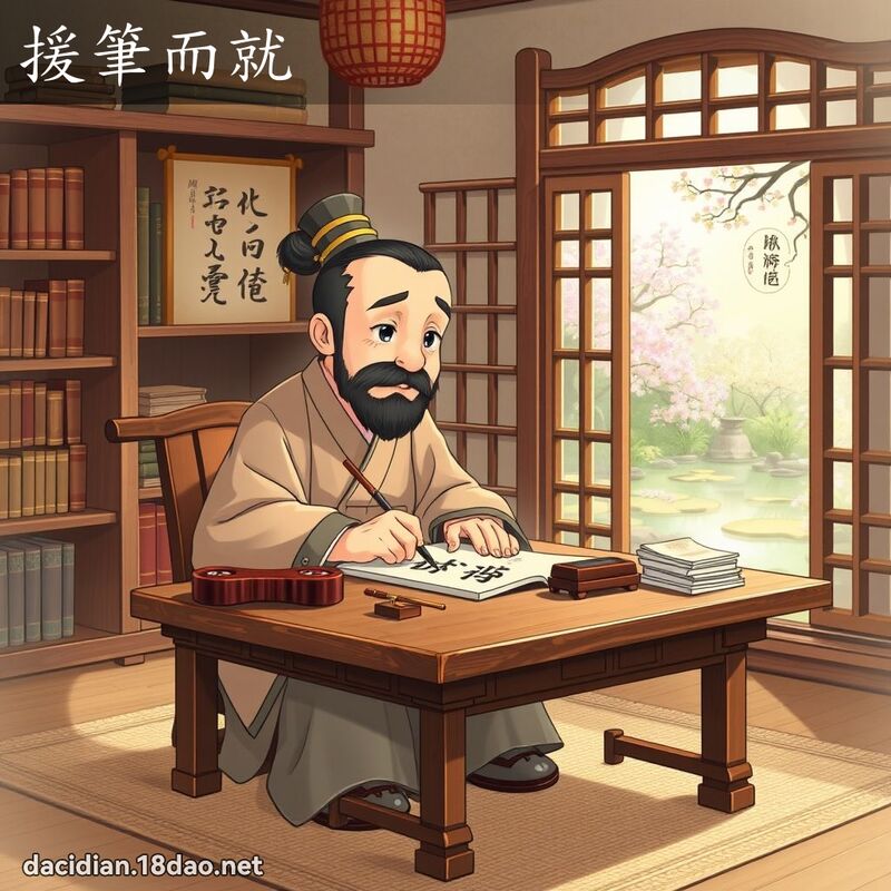 援筆而就 - 國語大辭典配圖