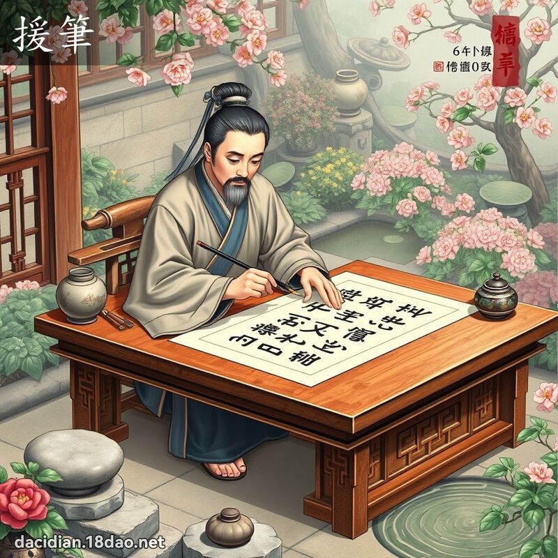 援筆 - 國語大辭典配圖