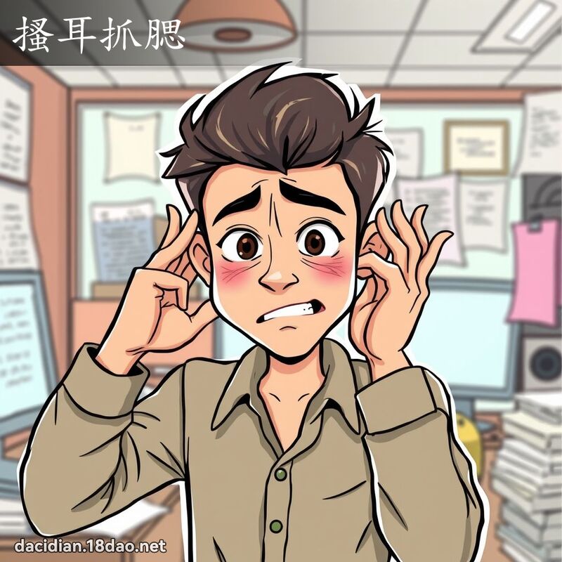 搔耳抓腮 - 国语大辞典配图