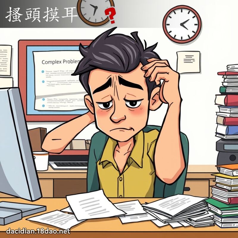搔頭摸耳 - 國語大辭典配圖