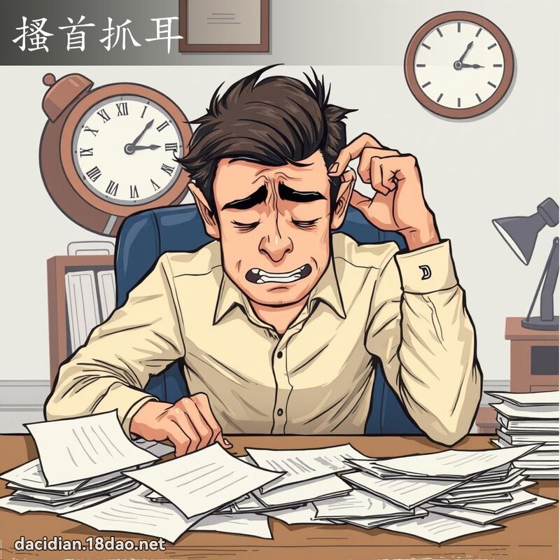 搔首抓耳 - 國語大辭典配圖
