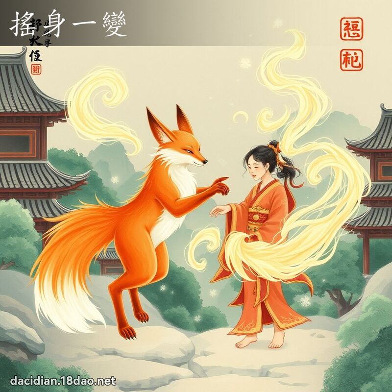 搖身一變 - 國語大辭典配圖