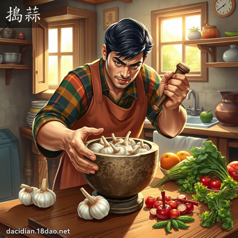 搗蒜 - 國語大辭典配圖