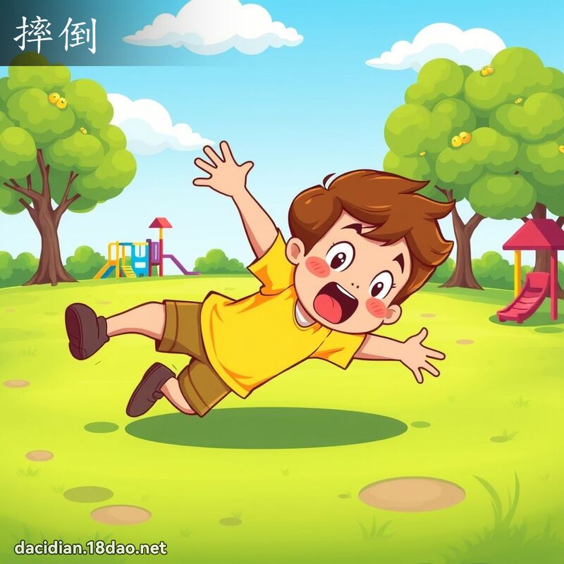 摔倒 - 國語大辭典配圖