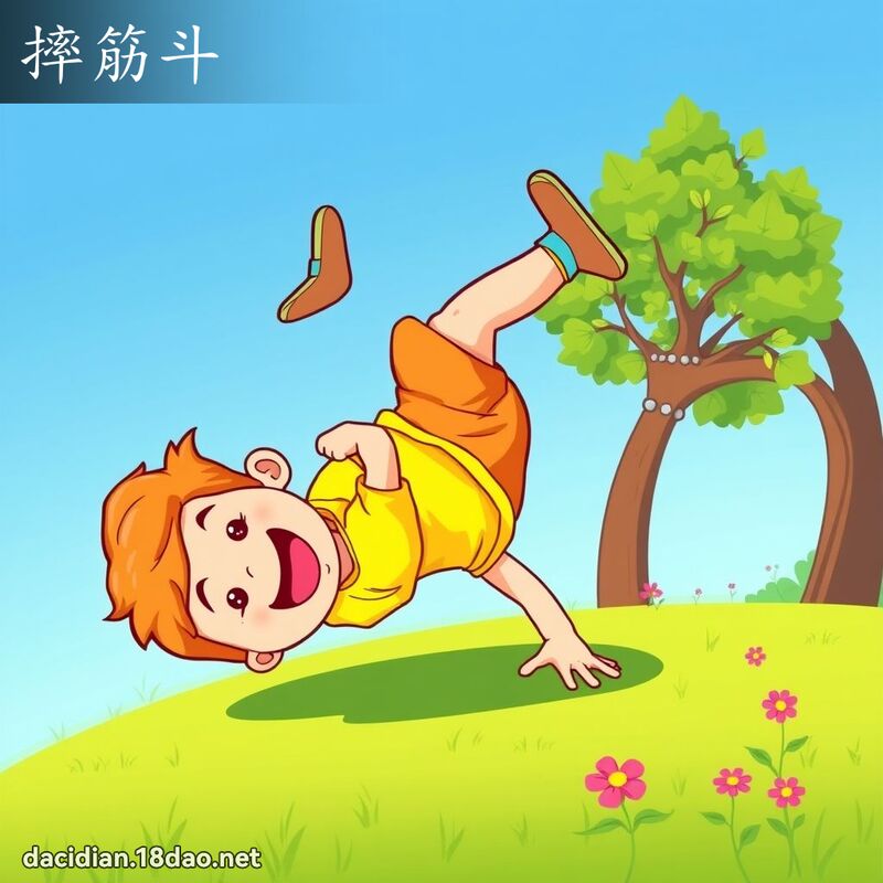 摔筋斗 - 国语大辞典配图
