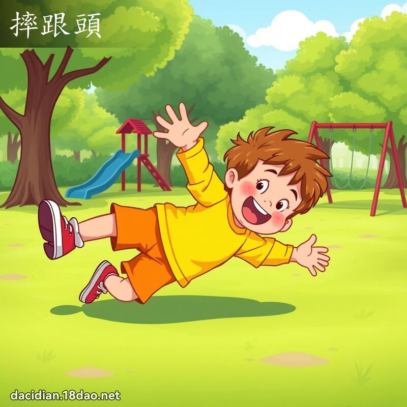 摔跟头 - 国语大辞典配图