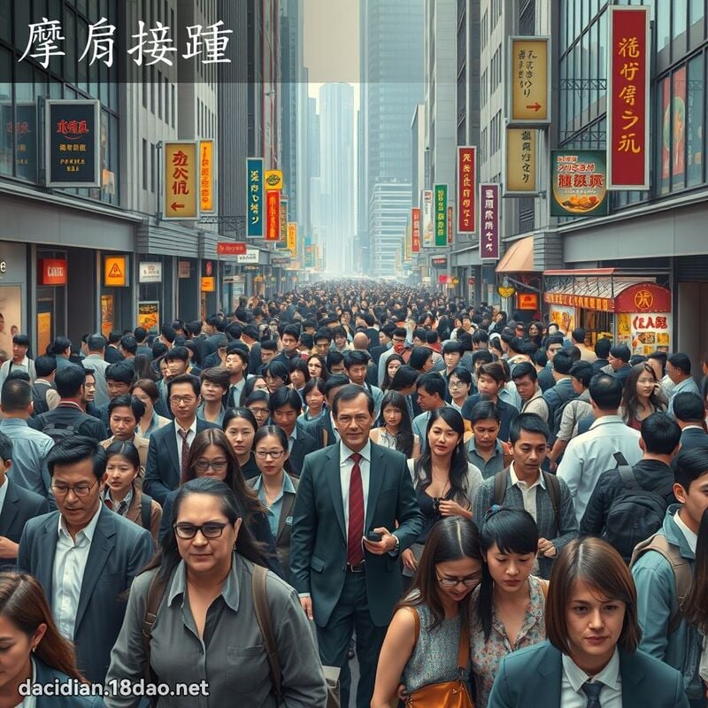 摩肩接踵 - 國語大辭典配圖