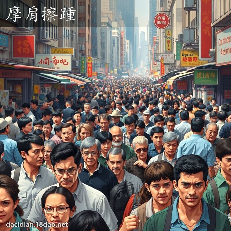 摩肩擦踵 - 国语大辞典配图