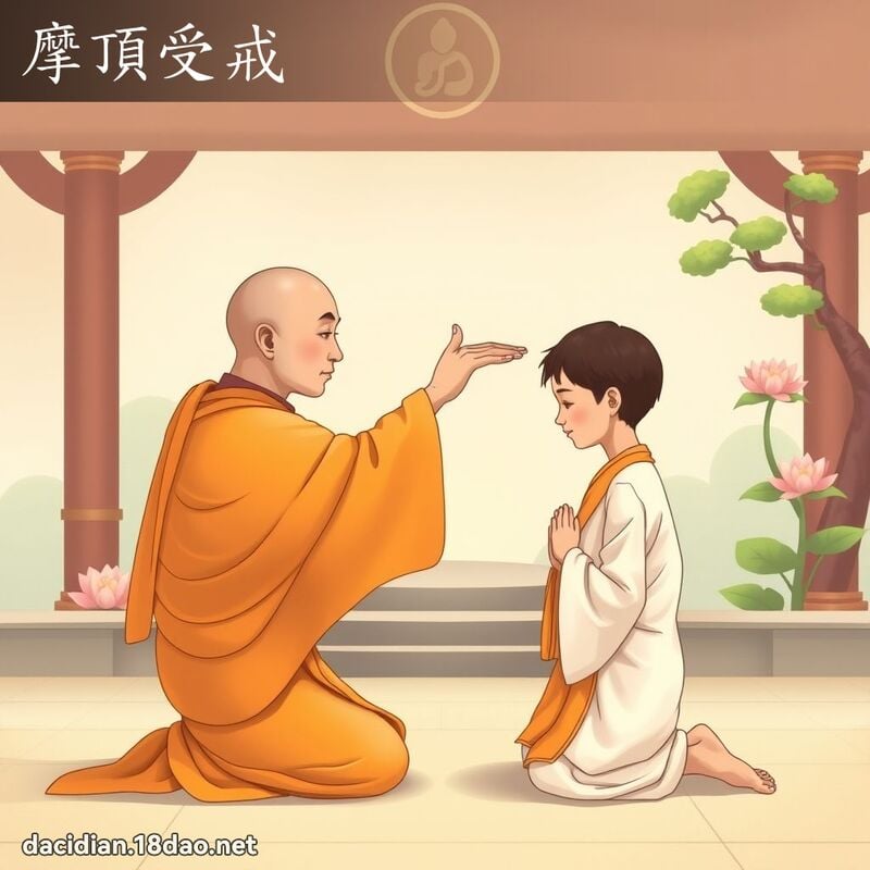 摩顶受戒 - 国语大辞典配图