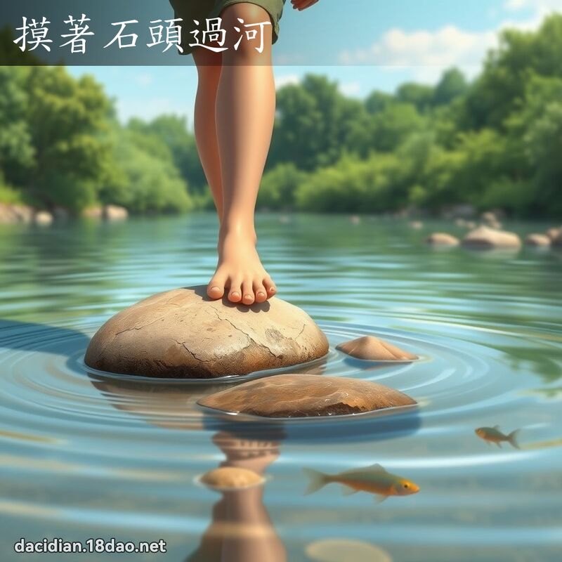 摸著石头过河 - 国语大辞典配图