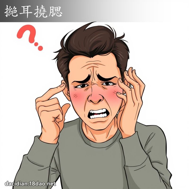 撧耳撓腮 - 國語大辭典配圖