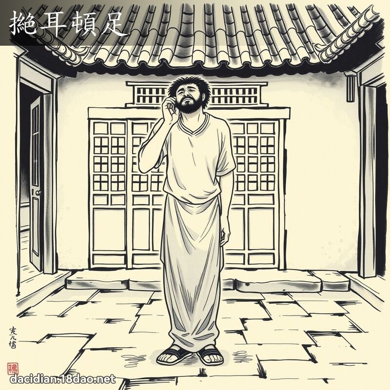 撧耳頓足 - 國語大辭典配圖