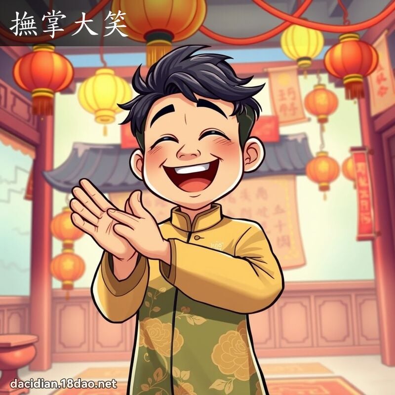 撫掌大笑 - 國語大辭典配圖