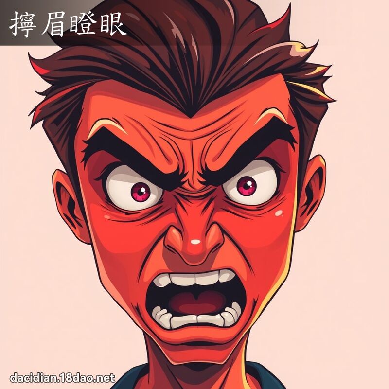 擰眉瞪眼 - 國語大辭典配圖