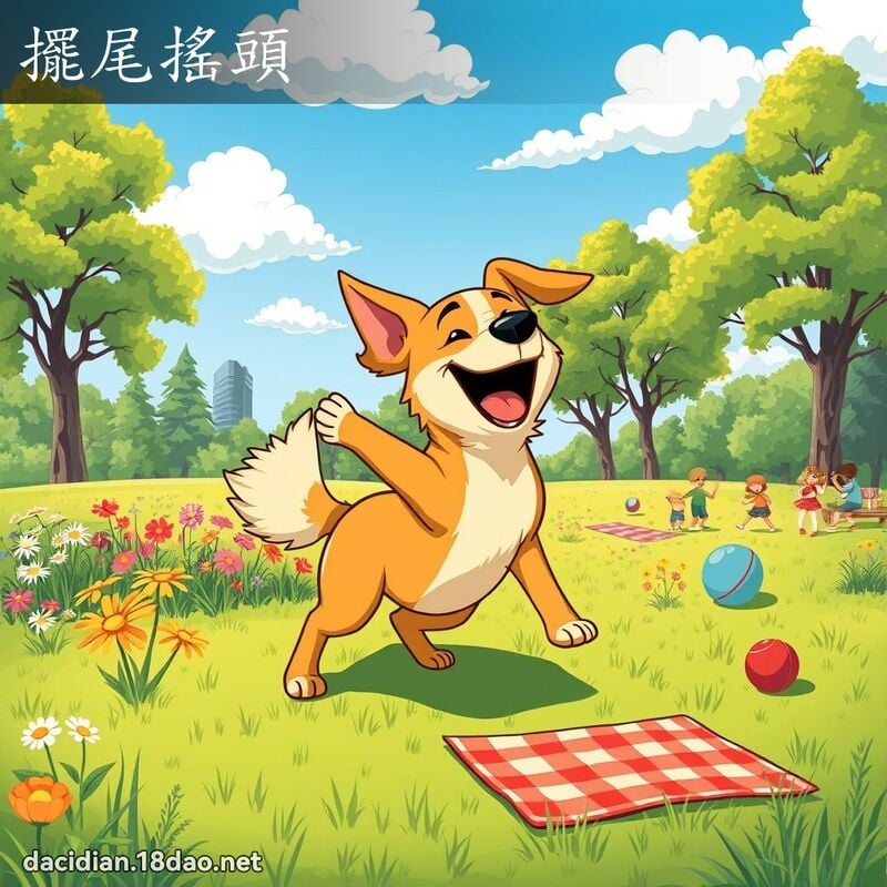 摆尾摇头 - 国语大辞典配图