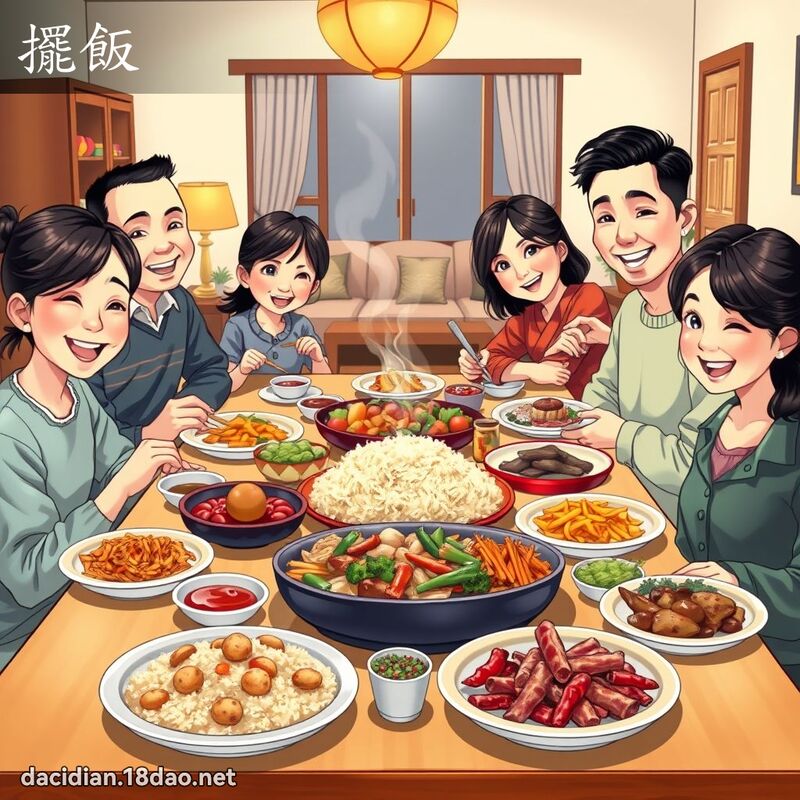 摆饭 - 国语大辞典配图
