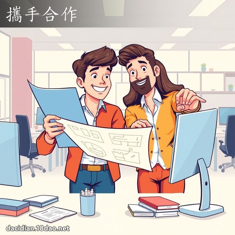 携手合作 - 国语大辞典配图