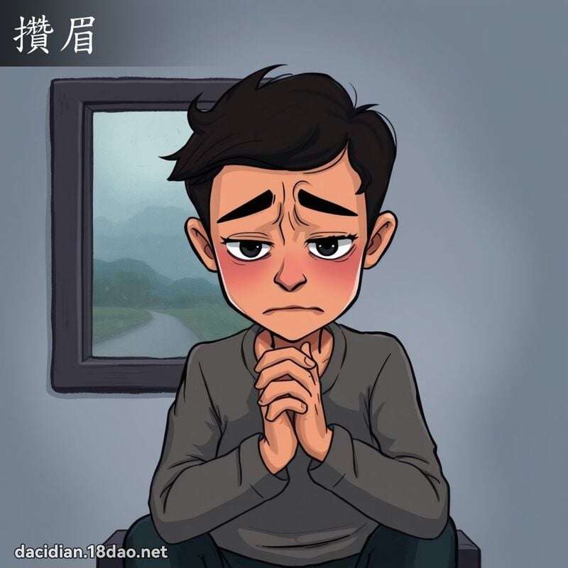 攒眉 - 国语大辞典配图