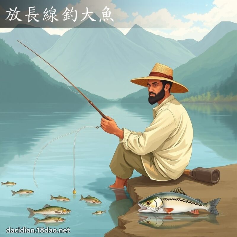 放長線釣大魚 - 國語大辭典配圖