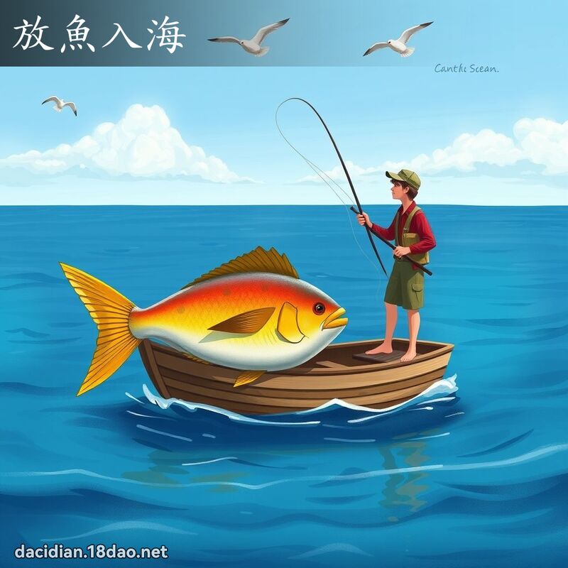 放鱼入海 - 国语大辞典配图