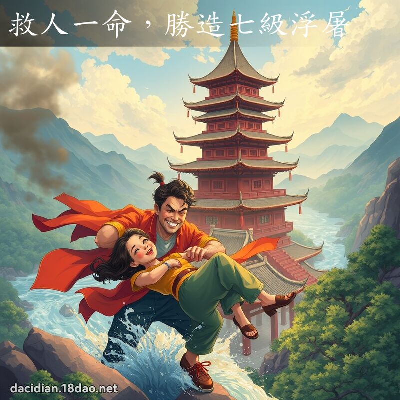救人一命，胜造七级浮屠 - 国语大辞典配图