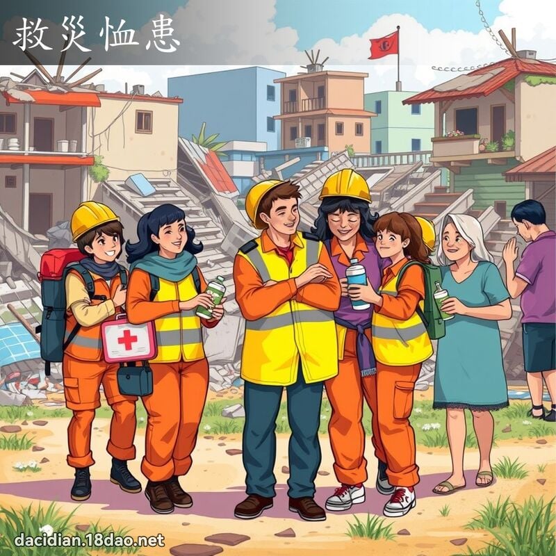 救灾恤患 - 国语大辞典配图
