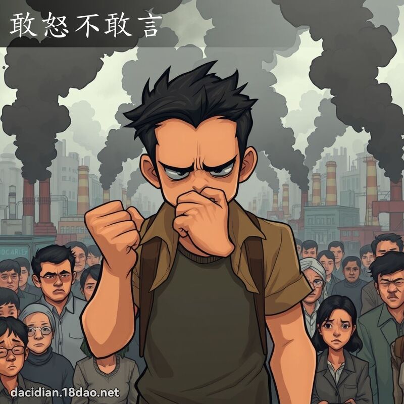 敢怒不敢言 - 國語大辭典配圖