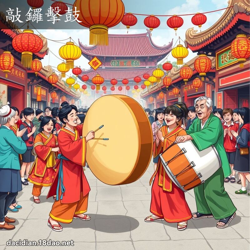 敲锣击鼓 - 国语大辞典配图