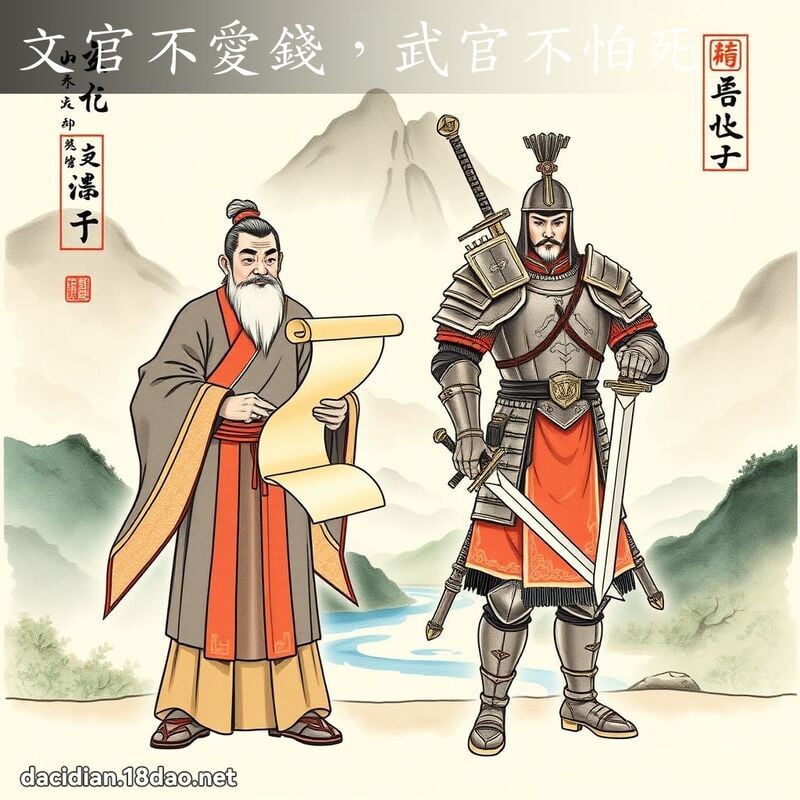 文官不愛錢，武官不怕死 - 國語大辭典配圖