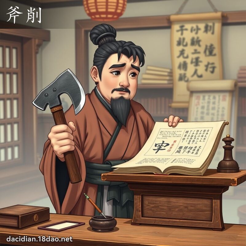斧削 - 国语大辞典配图