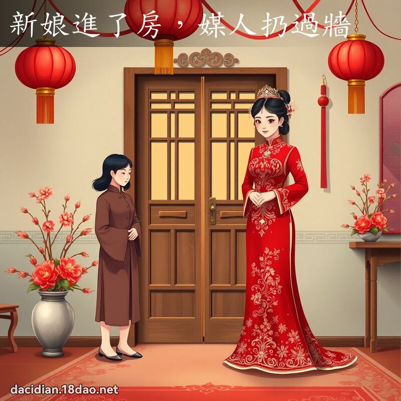 新娘进了房，媒人扔过墙 - 国语大辞典配图