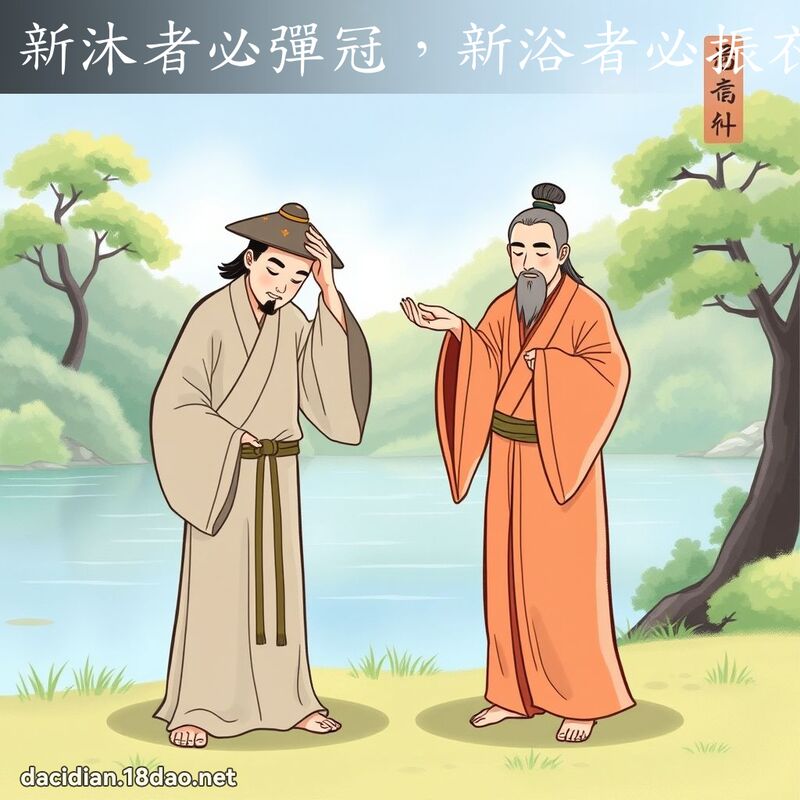 新沐者必弹冠，新浴者必振衣 - 国语大辞典配图