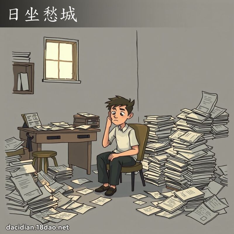 日坐愁城 - 國語大辭典配圖