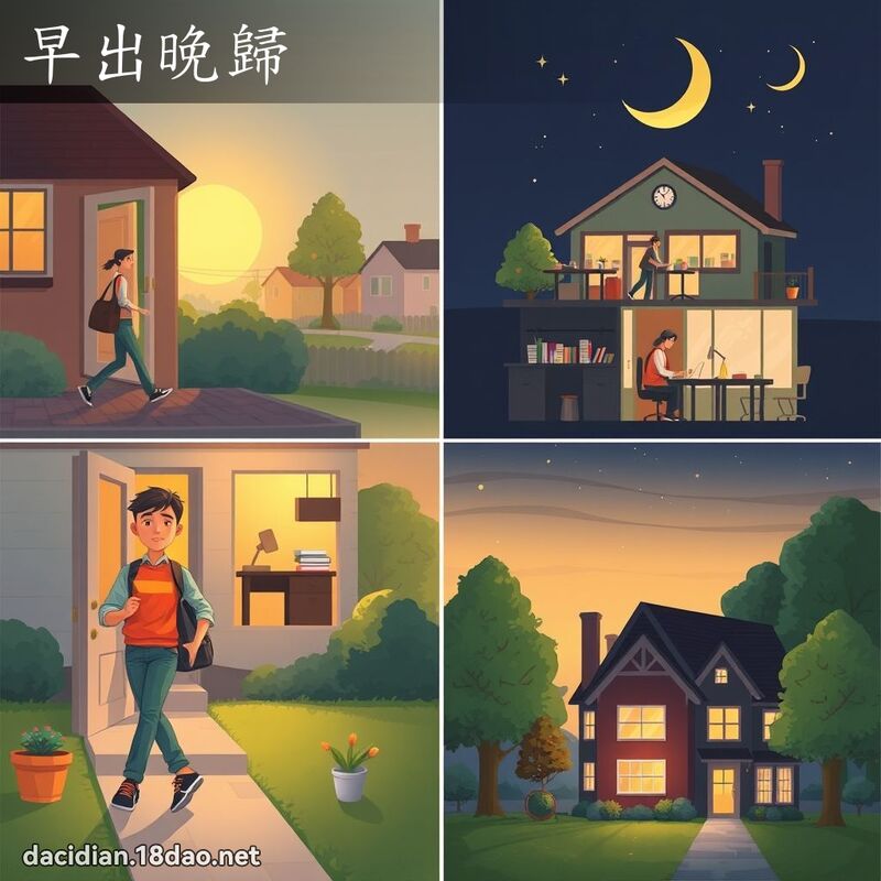 早出晚歸 - 國語大辭典配圖