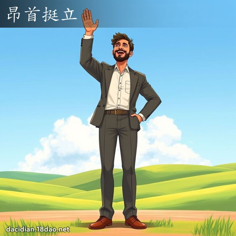 昂首挺立 - 国语大辞典配图