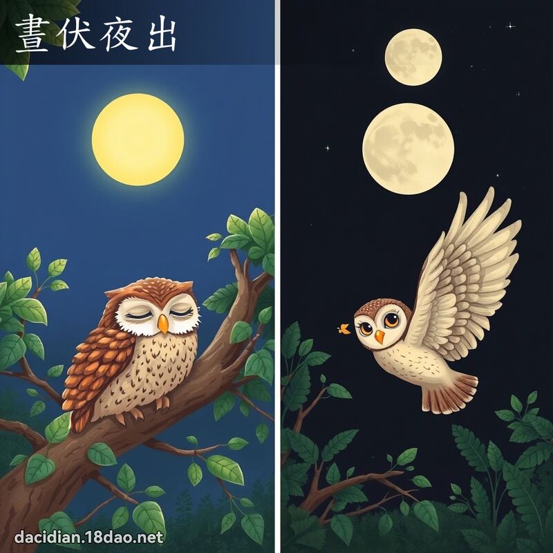 昼伏夜出 - 国语大辞典配图