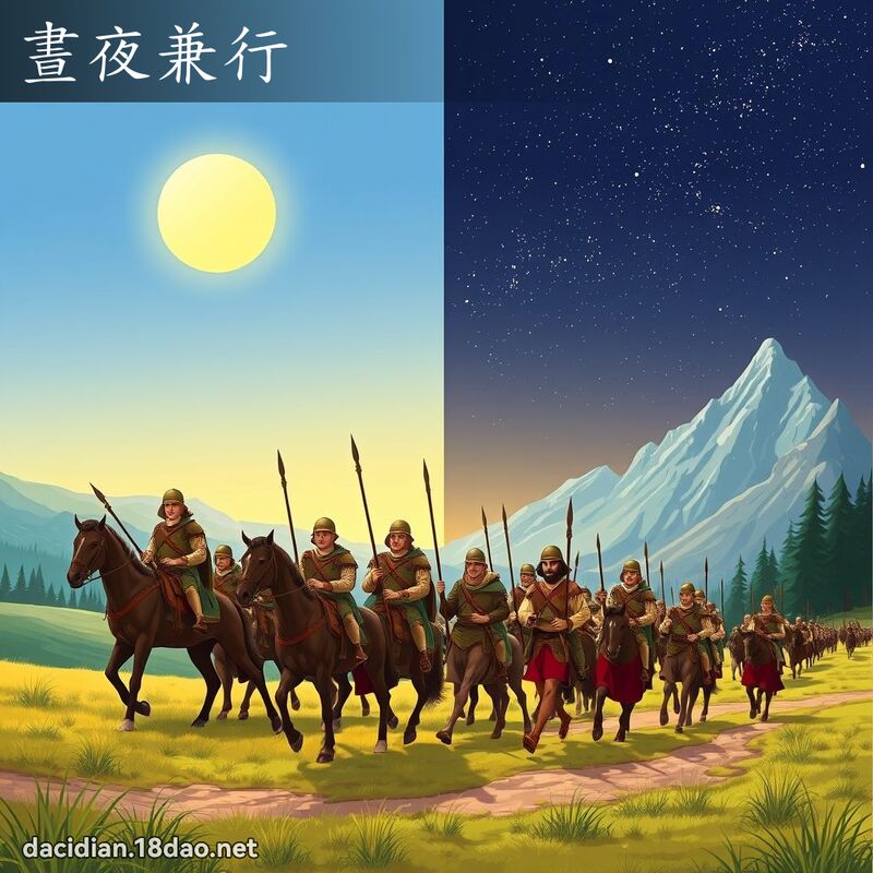 昼夜兼行 - 国语大辞典配图