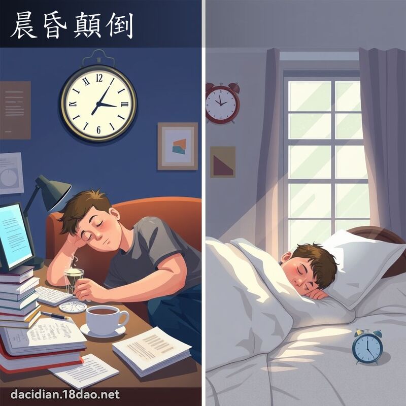 晨昏顛倒 - 國語大辭典配圖
