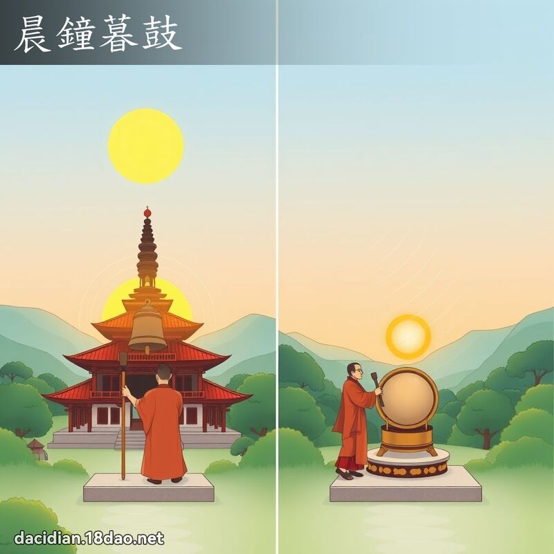 晨钟暮鼓 - 国语大辞典配图