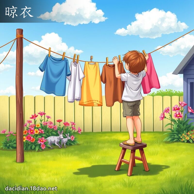 晾衣 - 國語大辭典配圖