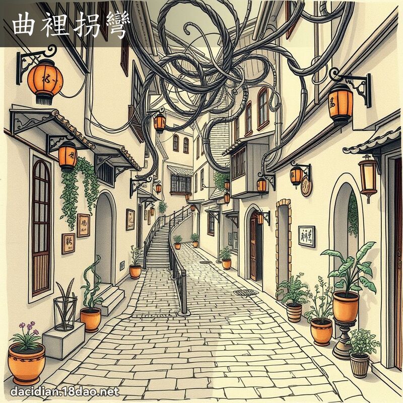 曲裡拐彎 - 國語大辭典配圖
