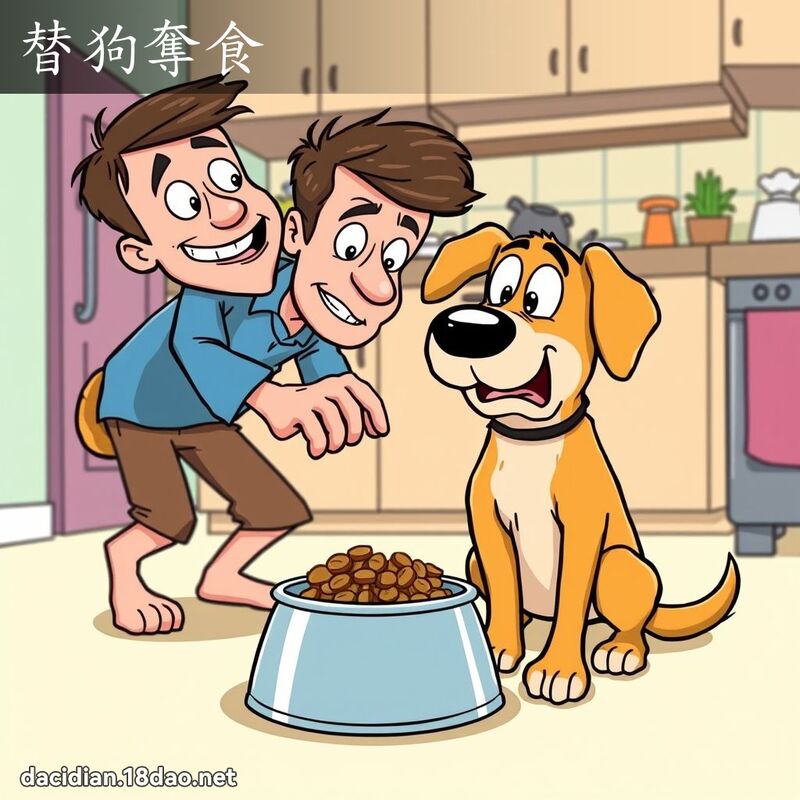 替狗夺食 - 国语大辞典配图